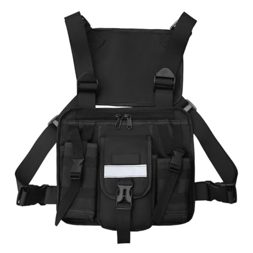 Tacticals Chest Rig Casual Sports Bag Woman Man Harness Chest Rig Chest Bag Large Capacity Holsters Vest Rig for Outdoor, Schwarz reflektierender Mod, Taschen-Organizer von Ddujbtp