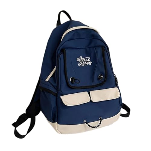 Vintage Campus Teenager Mädchen Nylon Rucksack High School Student Book Bag Große Kapazität Verstellbare Gurte Laptop Daypack, blau, Taschen-Organizer von Ddujbtp