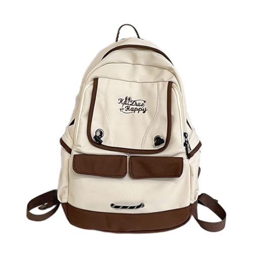 Vintage Campus Teenager Mädchen Nylon Rucksack High School Student Book Bag Große Kapazität Verstellbare Gurte Laptop Daypack, weiß, Taschen-Organizer Vintage Campus Teenager Mädchen Nylon Rucksack High School Student Book Bag Große Kapazität Verstellbare Gurte Laptop Daypack, weiß, Taschen-Organizer von Ddujbtp