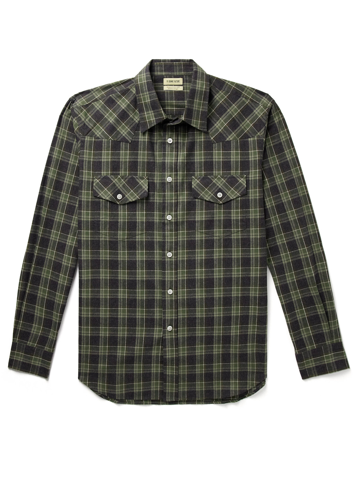 De Bonne Facture - Camargue Checked Brushed Cotton-Flannel Shirt - Men - Green - XL von De Bonne Facture