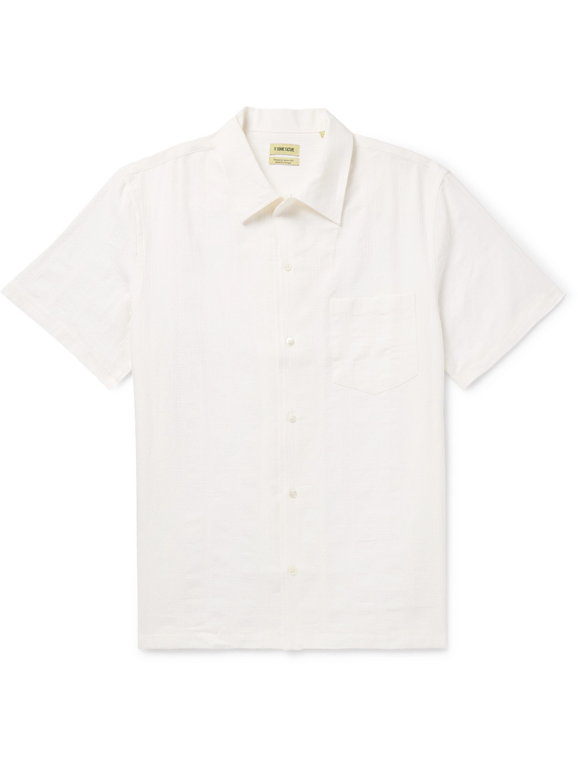 De Bonne Facture - Convertible-Collar Embroidered Cotton and Linen-Blend Shirt - Men - White - IT 48 von De Bonne Facture