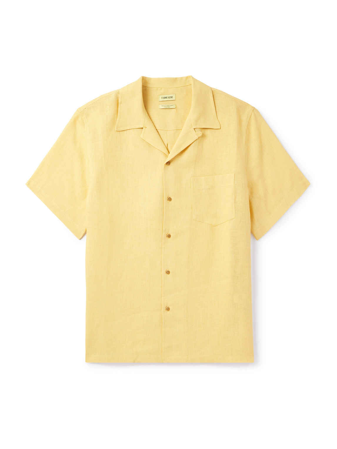 De Bonne Facture - Convertible-Collar Linen Shirt - Men - Yellow - IT 46 von De Bonne Facture