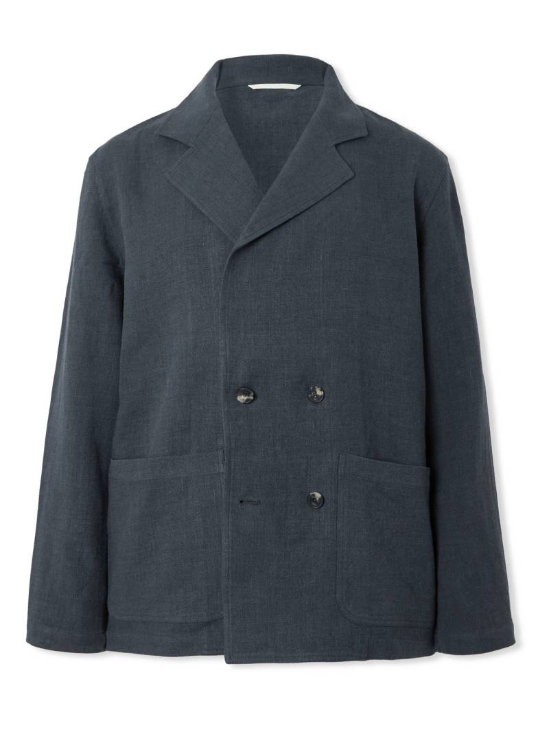 De Bonne Facture - Double-Breasted Unstructured Linen and Wool-Blend Blazer - Men - Gray - IT 56 von De Bonne Facture
