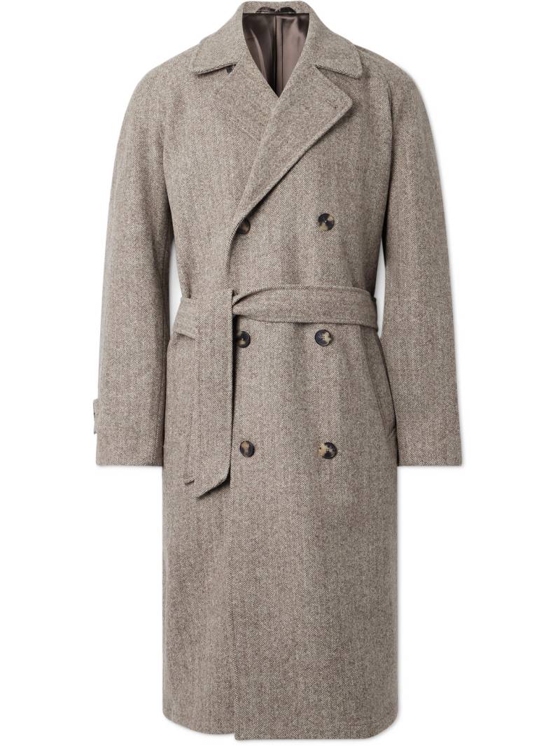 De Bonne Facture - Grandad Double-Breasted Herringbone Wool Coat - Men - Neutrals - IT 50 von De Bonne Facture
