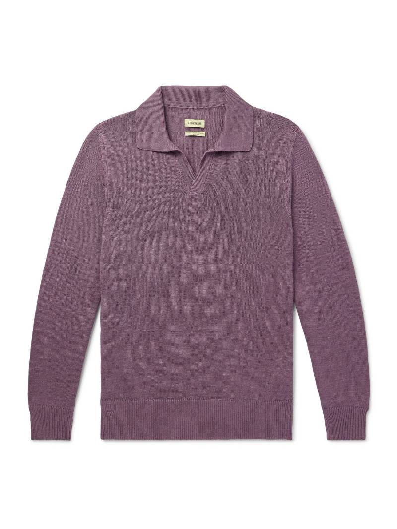 De Bonne Facture - Linen and Cotton-Blend Polo Shirt - Men - Purple - XL von De Bonne Facture