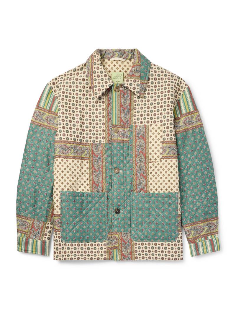 De Bonne Facture - Padded Quilted Printed Wool and Cotton-Blend Jacket - Men - Blue - IT 48 von De Bonne Facture