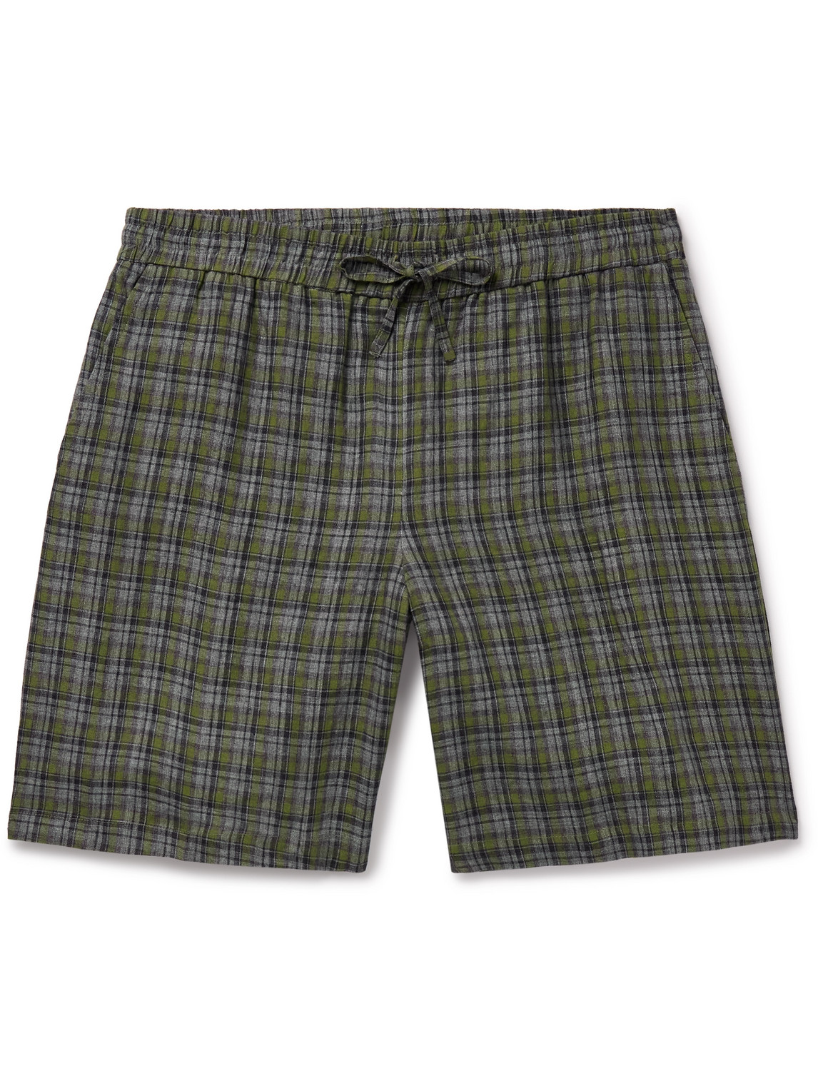 De Bonne Facture - Straight-Leg Checked Linen Drawstring Shorts - Men - Green - IT 48 von De Bonne Facture