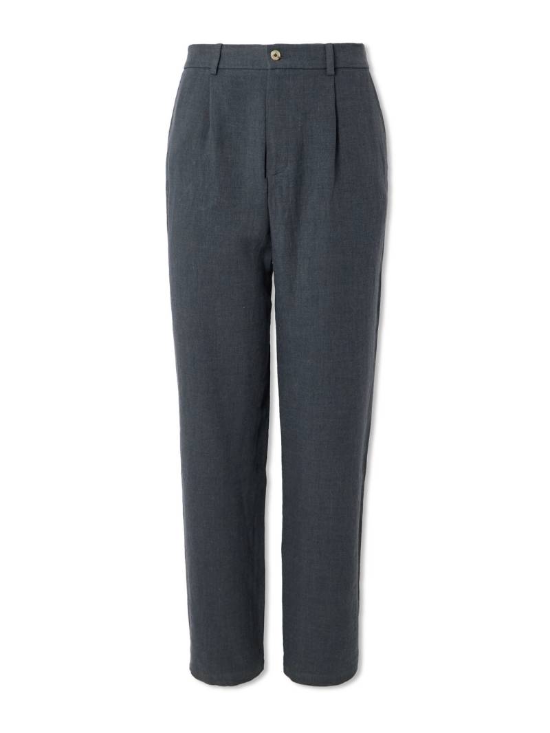 De Bonne Facture - Straight-Leg Pleated Linen and Wool-Blend Suit Trousers - Men - Gray - IT 52 von De Bonne Facture