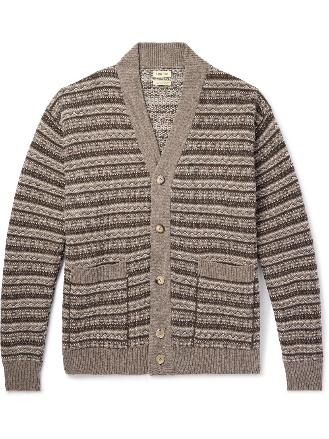 De Bonne Facture - Striped Wool Cardigan - Men - Brown - L von De Bonne Facture