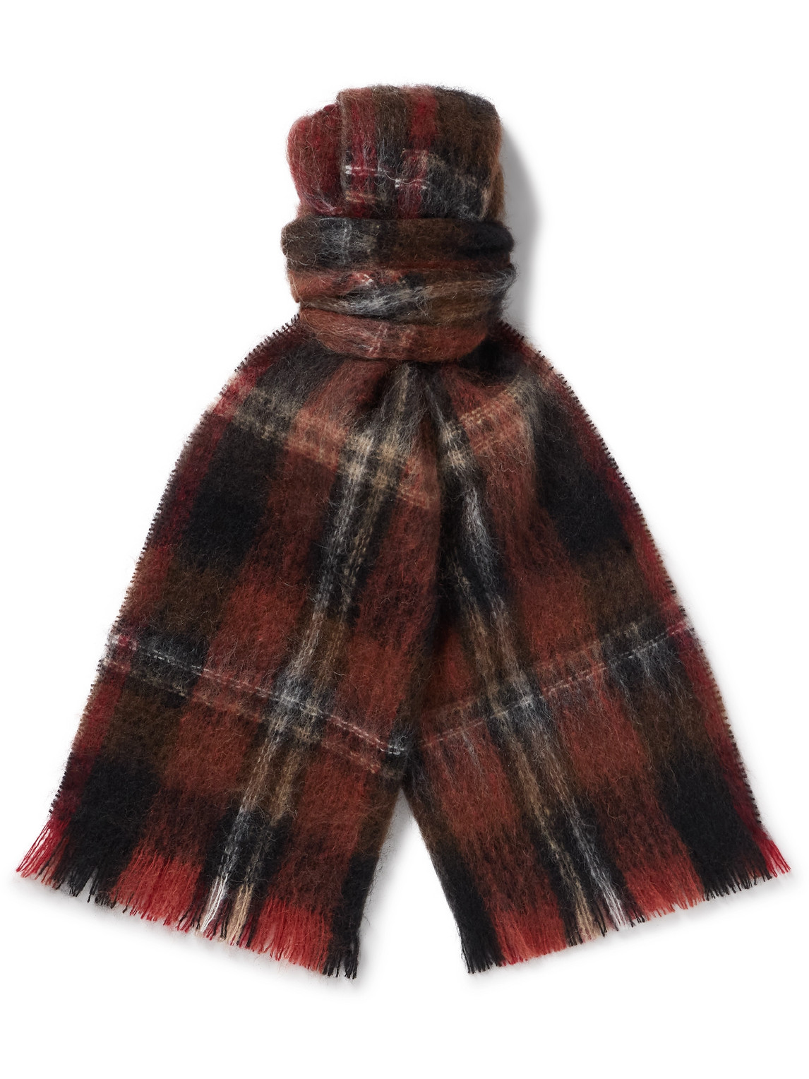 De Bonne Facture - University Oversized Checked Mohair and Wool-Blend Scarf - Men - Red De Bonne Facture - University Oversized Checked Mohair and Wool-Blend Scarf - Men - Red von De Bonne Facture