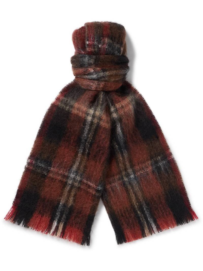 De Bonne Facture - University Oversized Checked Mohair and Wool-Blend Scarf - Men - Red von De Bonne Facture