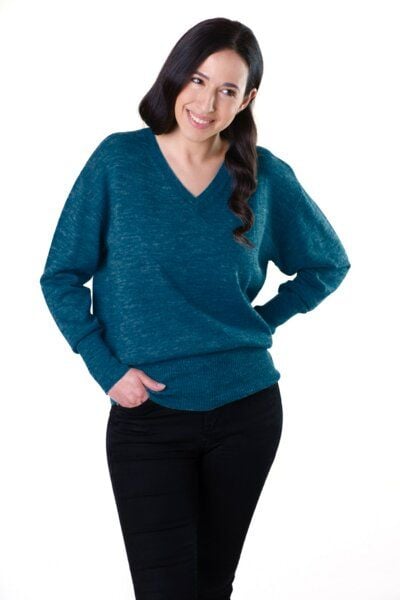 De Colores Pullover mit V-Ausschnitt aus 100% Alpakawolle von De Colores