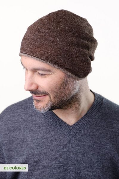 De Colores dünne Mütze, glatter Rechtsstrick mit Rollrand, zweifarbig von De Colores