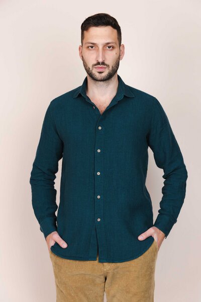 De IONESCU Bio-100% Hanf Shirt Herren Langarm Hemd, Regular Fit, Vegan, Oxford-Kragen von De IONESCU