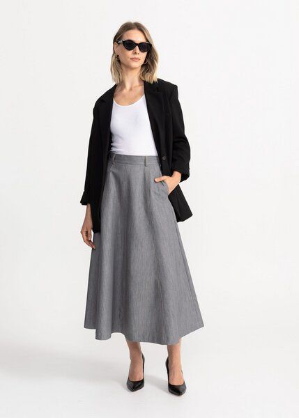 De IONESCU Langer A-Linienrock aus Denim mit Kontrastnähten von De IONESCU