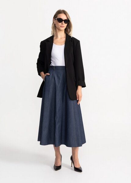 De IONESCU Langer A-Linienrock aus Denim mit Kontrastnähten von De IONESCU