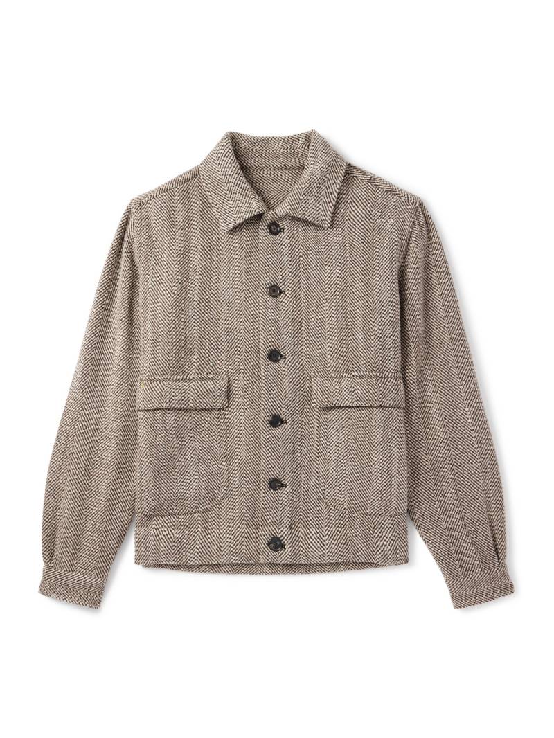 De Petrillo - Herringbone Wool-Blend Jacket - Men - Brown - IT 46 von De Petrillo