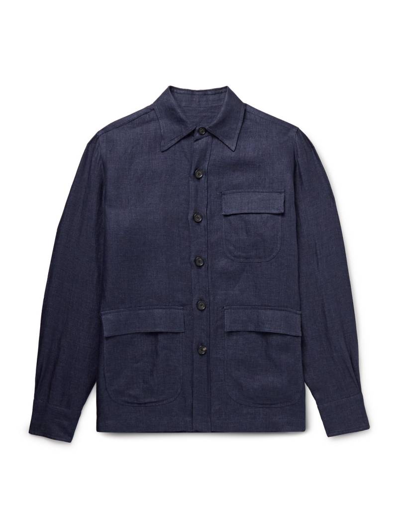 De Petrillo - Linen-Twill Overshirt - Men - Blue - IT 52 von De Petrillo