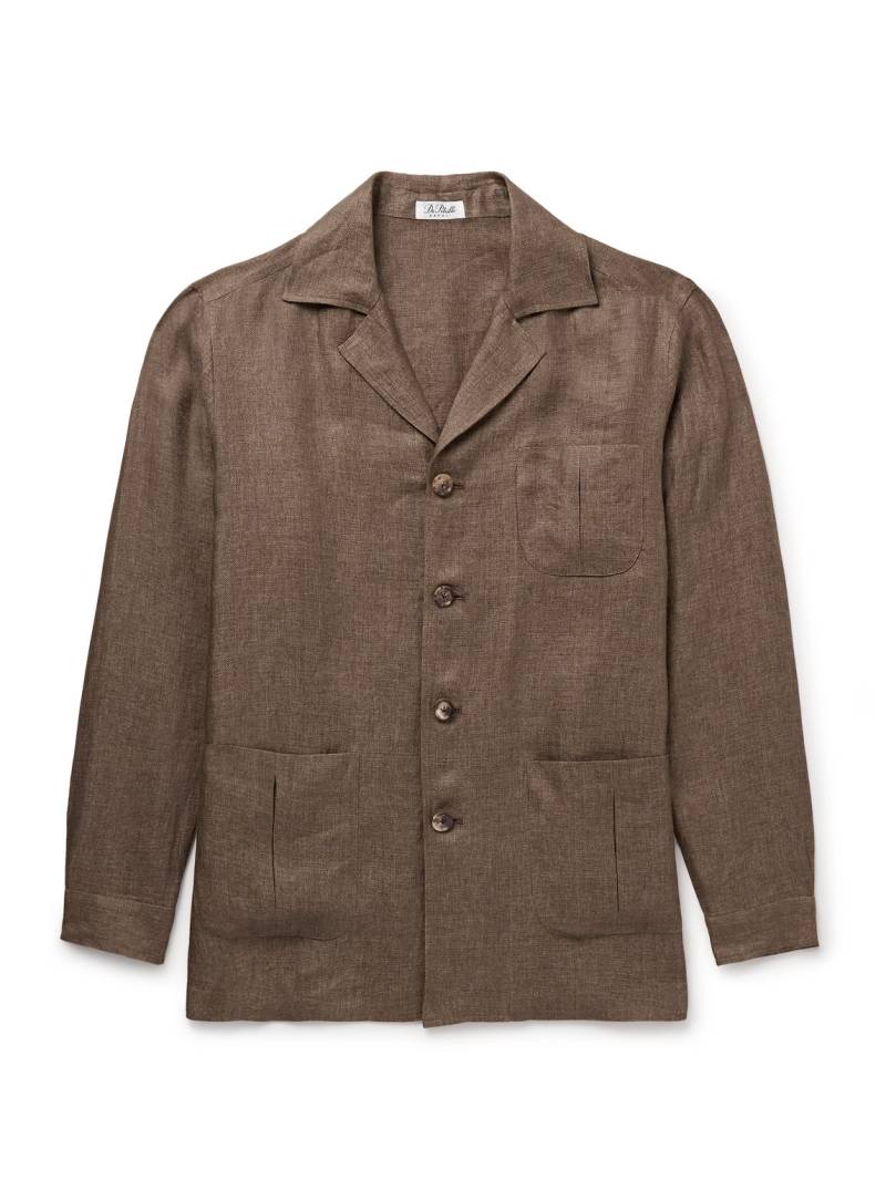 De Petrillo - Slim-Fit Camp-Collar Linen Overshirt - Men - Brown - IT 50 von De Petrillo
