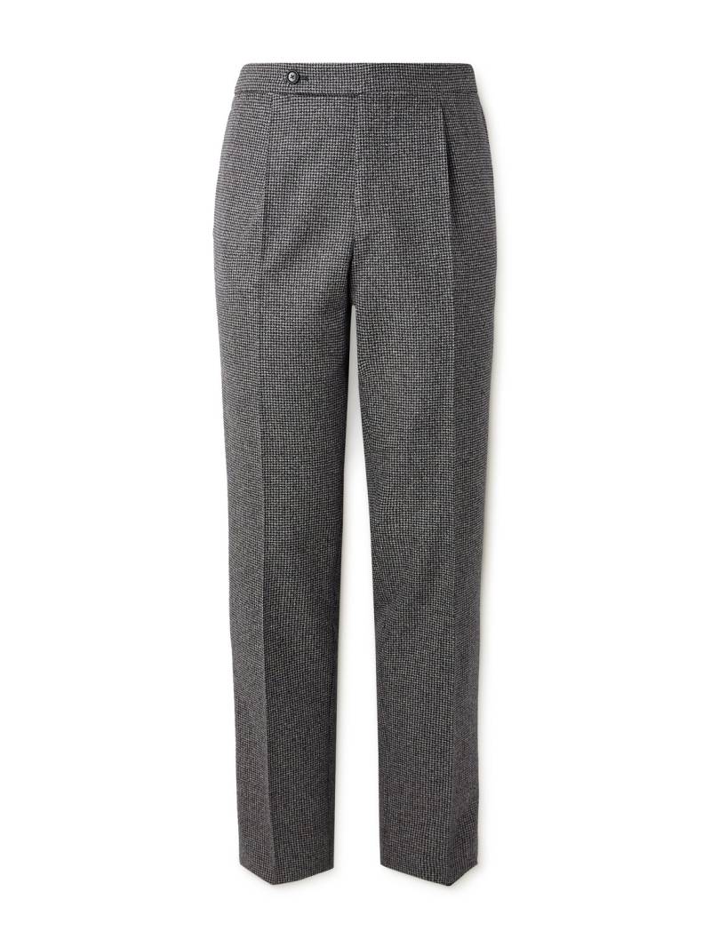 De Petrillo - Slim-Fit Pleated Houndstooth Virgin Wool Trousers - Men - Gray - IT 52 von De Petrillo