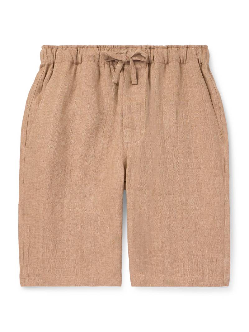 De Petrillo - Straight-Leg Herringbone Linen Drawstring Shorts - Men - Neutrals - IT 48 von De Petrillo