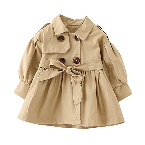 De feuilles Baby Mädchen Jacke Prinzessin Klassische Mantel Trenchcoat Sweatjacke Prinzessin Windbreaker mit Gürtel Kinderjacken kleidung Outerwear Frühling Herbst von De feuilles