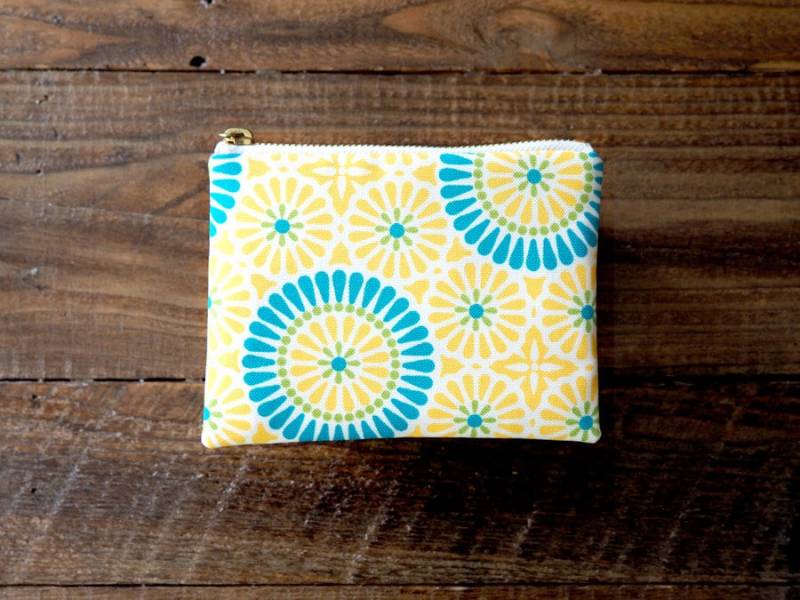 Blaue Yellowprint Mini Beutel, Gold Reißverschluss, Reißverschluss-Tasche, Geldbörse, De Almeida Designs von DeAlmeidaDesigns