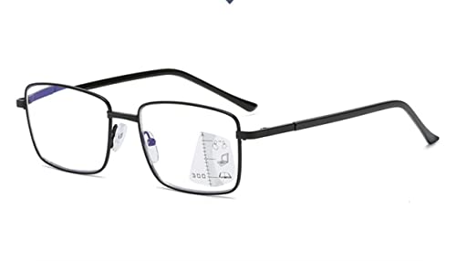 Gleitsichtbrille Lesebrille Progressiv Multifokus Herren Damen Metallrahmen Anti-Blaulicht Lesehilfe Sehhilfe +1.0 +1.5 +2.0 +2.5 (Sehstärke Dioptrien, 1.00) von DeBrillo