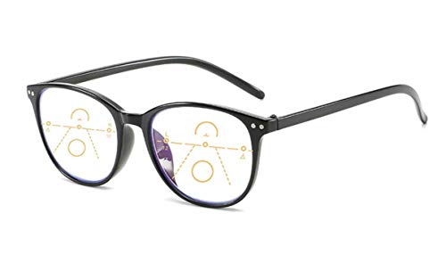 Gleitsichtbrille Lesebrille schwarz Multifokale Gläser Damen Herren mit 2.00 Dioptrien Anti-Blaulicht Blaulichtfilter / Computerbrille ( +2.00 Dioptrien) von DeBrillo