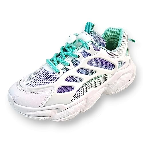 DeCarbonize Kinder Sneaker Chunky Weiß Freizeitschuhe Unisex Sportschuhe Mädchen Jungen Leicht Atmungsaktiv Größe 31-36 EU (Green, EU Numeric_33) von DeCarbonize