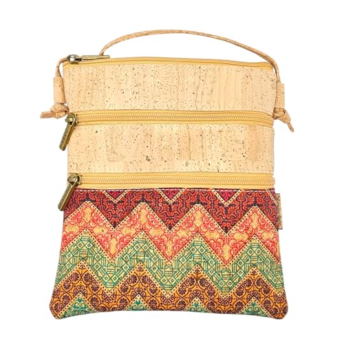 DeCarbonize Umhängetasche Handtasche aus Kork Crossbody Vegan Leder Nachhaltig (Böhmisch) von DeCarbonize