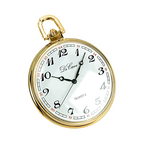 DeCave PU427311 Taschenuhr - Messing Gold plattiert - Miyota 7T35 - mit Kette ca. 30 cm von DeCave