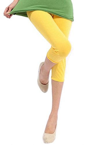 DeDavide Capri Damenleggings, Gelb, S von DeDavide