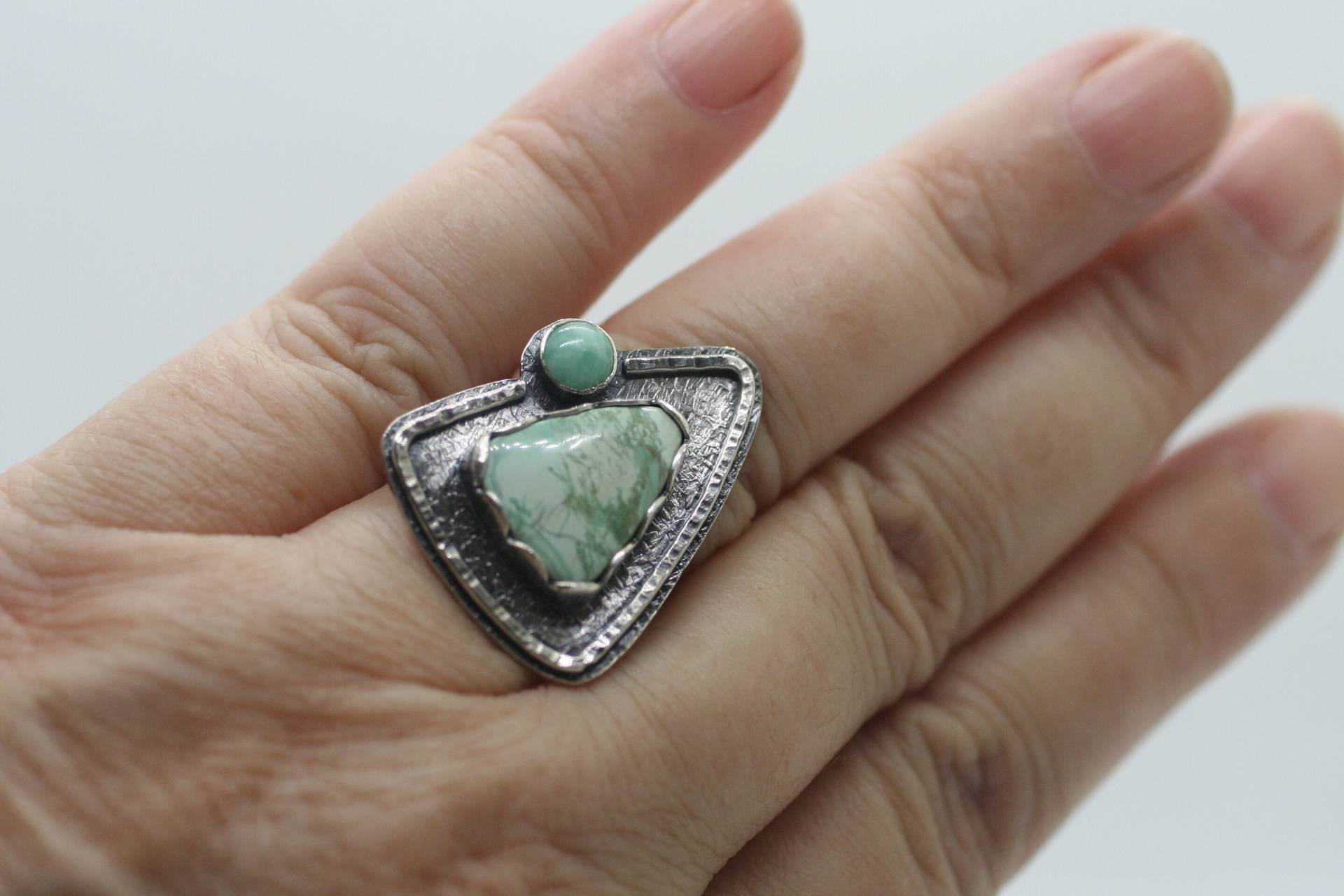 Handgemachter Carico Lake Türkis Ring, Sterling Silber Grösse 7 Handgemachter Carico Lake Türkis Ring, Sterling Silber Grösse 7 von DeDeMacDesigns