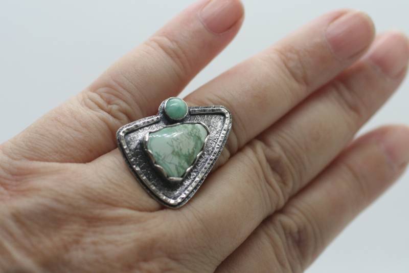 Handgemachter Carico Lake Türkis Ring, Sterling Silber Grösse 7 Handgemachter Carico Lake Türkis Ring, Sterling Silber Grösse 7 von DeDeMacDesigns