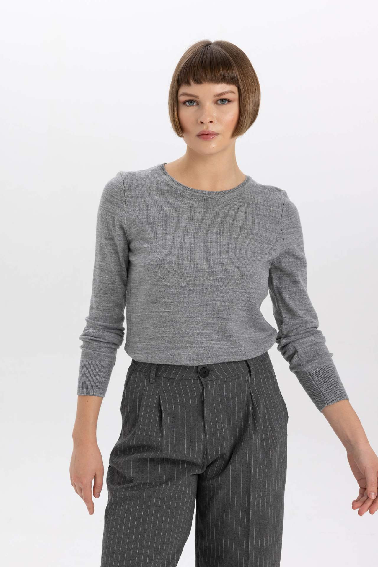 Damen Regular Fit Strickpullover von DeFacto