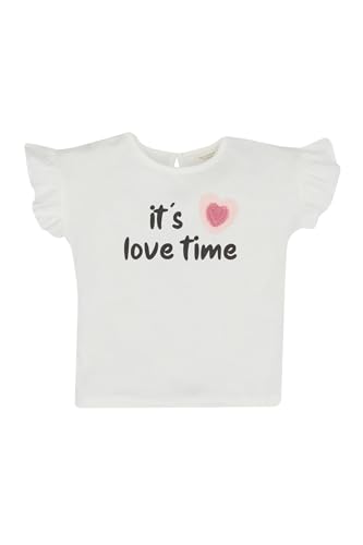 DeFacto Baby Mädchen T-Shirt unverzichtbare Neugeborenen Baby Essentials - niedliches Baby T-Shirt für Mädchen hochwertiges Babyshirt Designs,Ecru,6-9 Monate von DeFacto