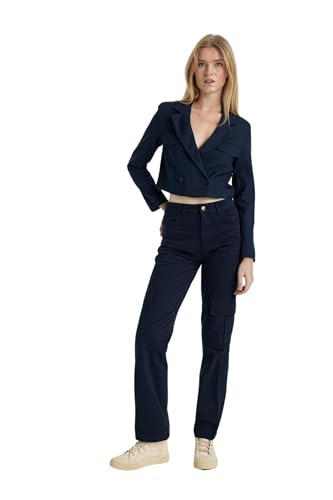 DeFacto Bootcut Jeans Damen Bootcut High Waist Jeans Damen Stretch Schlaghose Wide Leg Jeans Damen Jeans Bootcut Weite Hose Damen Flared Jeans Hose Damen Jeanshose Stretch Straight Fit Cargo von DeFacto