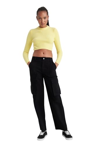 DeFacto Bootcut Jeans Damen Bootcut High Waist Jeans Damen Stretch Schlaghose Wide Leg Jeans Damen Jeans Bootcut Weite Hose Damen Flared Jeans Hose Damen Jeanshose Stretch Straight Fit Cargo von DeFacto