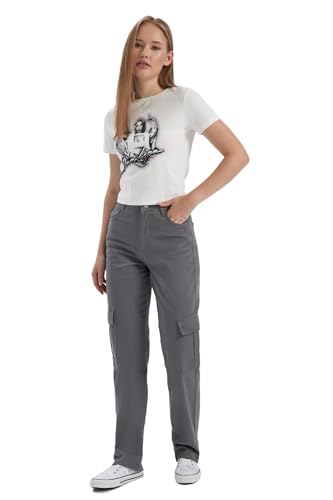 DeFacto Bootcut Jeans Damen Bootcut High Waist Jeans Damen Stretch Schlaghose Wide Leg Jeans Damen Jeans Bootcut Weite Hose Damen Flared Jeans Hose Damen Jeanshose Stretch Straight Fit Cargo von DeFacto