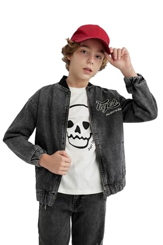 DeFacto Boy's B5500a8 Jacket, Anthra, 9/10 Y von DeFacto