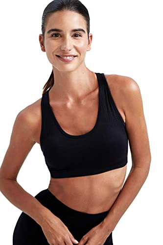 DeFacto Bralette Spitze für Damen - Damen BH Weich und Atmungsaktiv Bra Black,L von DeFacto