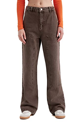 DeFacto Damen A0393AX Jeans, Brown, 40 von DeFacto