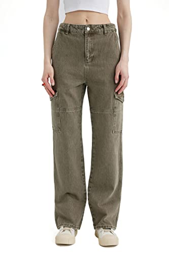 DeFacto Damen A0394AX Jeans, Green, 40 von DeFacto