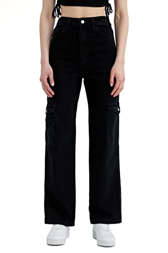 DeFacto Damen A0684AX Jeans, Black, 34 von DeFacto