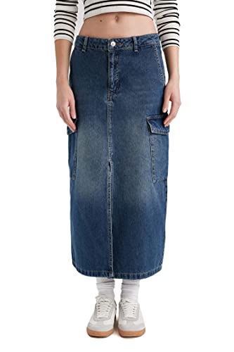 DeFacto Damen A1109AX Skirt, MID Blue, 44 von DeFacto