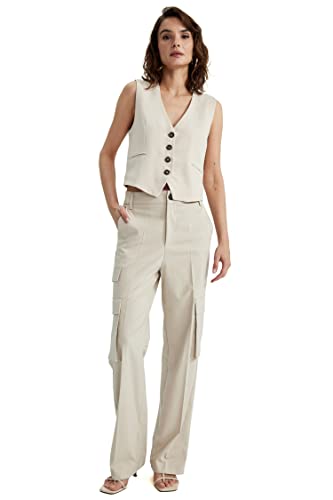 DeFacto Damen A1572AX Casual Pants, BEIGE, 36 von DeFacto