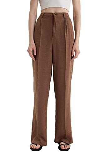 DeFacto Damen A1922AX Casual Pants, Brown, 34 von DeFacto