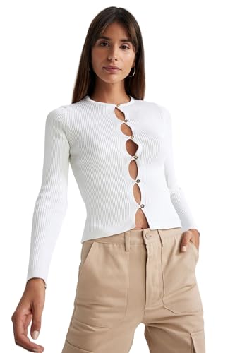 DeFacto Damen A2283AX Cardigan Sweater, Ecru, L von DeFacto