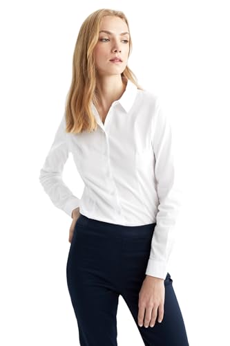 DeFacto Damen I5278AZ Shirt, White, L von DeFacto